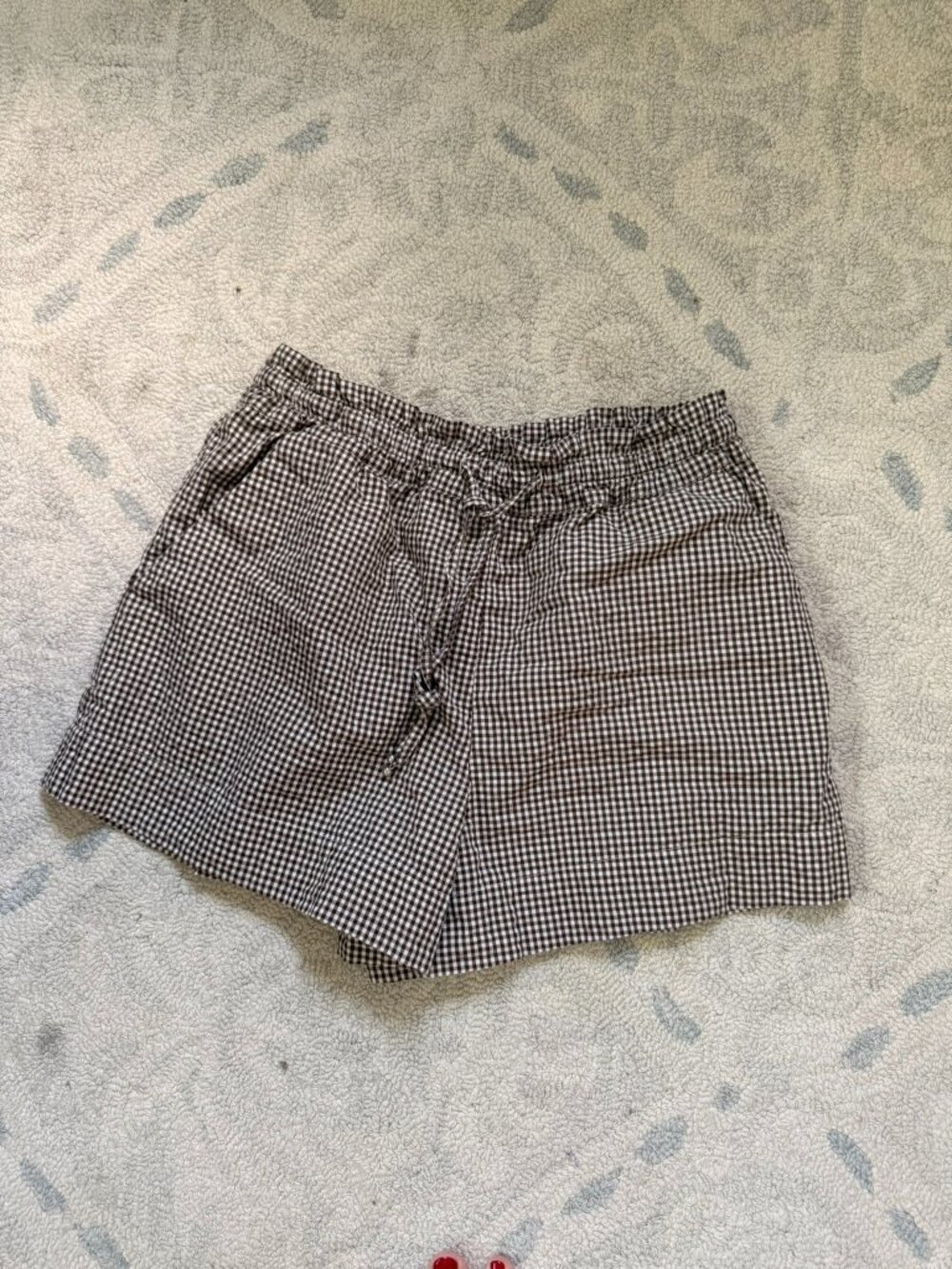 Veronica Beard Tijana Cotton Brown & White Gingham Drawstring Shorts Size Small